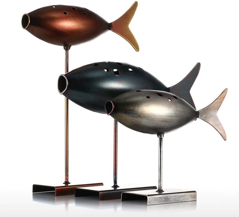 金属製 魚と人物の彫刻 Amazon.co.jp: 置物・オブジェ 彫像 潜水艦小さな魚鉄アート装飾